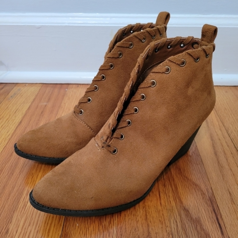 Coconuts by Matisse Bamba Suede V Cut Brown‎ Chunky Heel Ankle Boots 7.5 Western